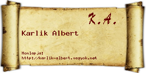 Karlik Albert névjegykártya